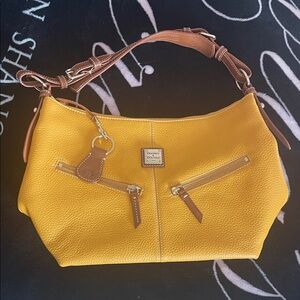 VIDEO- Dooney & Bourke mustard pebbled leather Shoulder Bag
